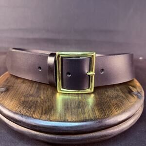 Galls Garrison EDC Belt Size 28" Plain Black Leather Brass 1 3/4" Wide 1213
